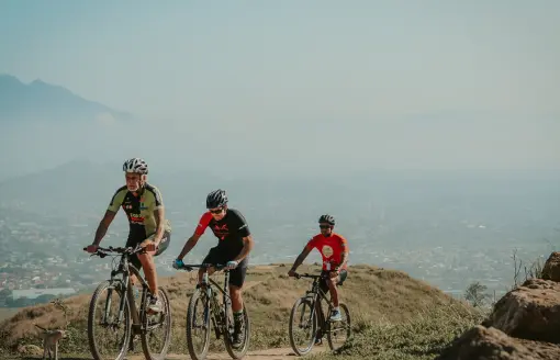Bikers on summer mountains