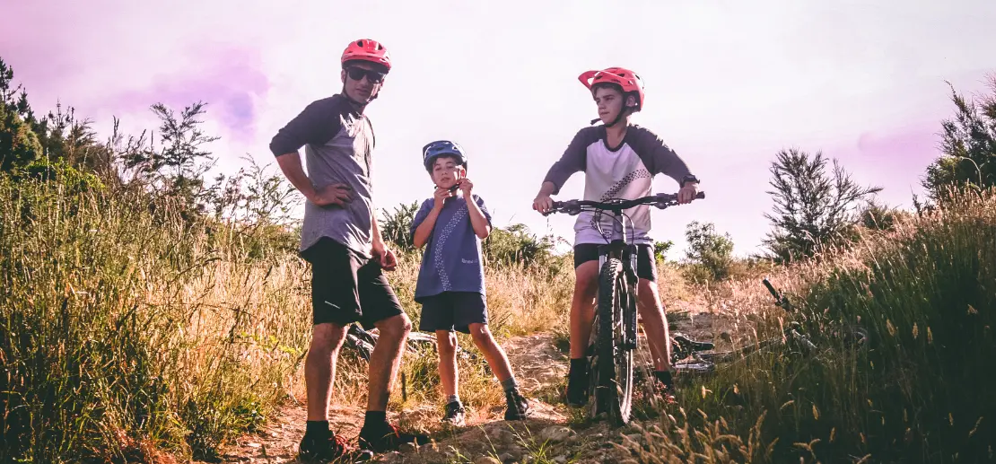 Family on bikes